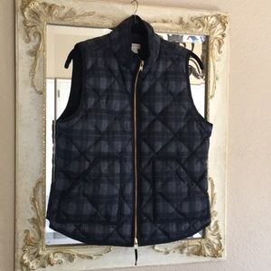 J. Crew Factory vest. Gray/black plaid down vest. Like new! Size M